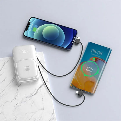 CYKE W1 10000mAh Phone Power Bank Magnetic Wireless Charger with 2 Removable Cables