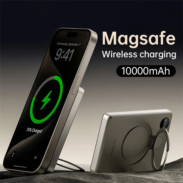 KUULAA KL-YD60 Kickstand 10000mAh Power Bank Phone Back Magnetic Absorption Charger