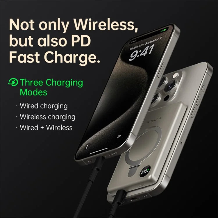 KUULAA KL-YD60 Kickstand 10000mAh Power Bank Phone Back Magnetic Absorption Charger