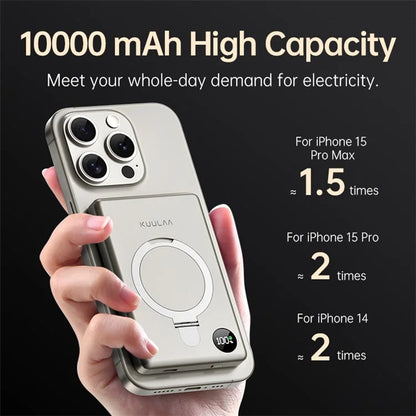 KUULAA KL-YD60 Kickstand 10000mAh Power Bank Phone Back Magnetic Absorption Charger