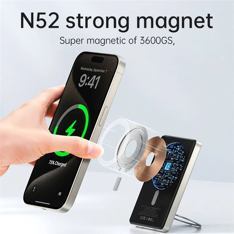 KUULAA KL-YD60 Kickstand 10000mAh Power Bank Phone Back Magnetic Absorption Charger