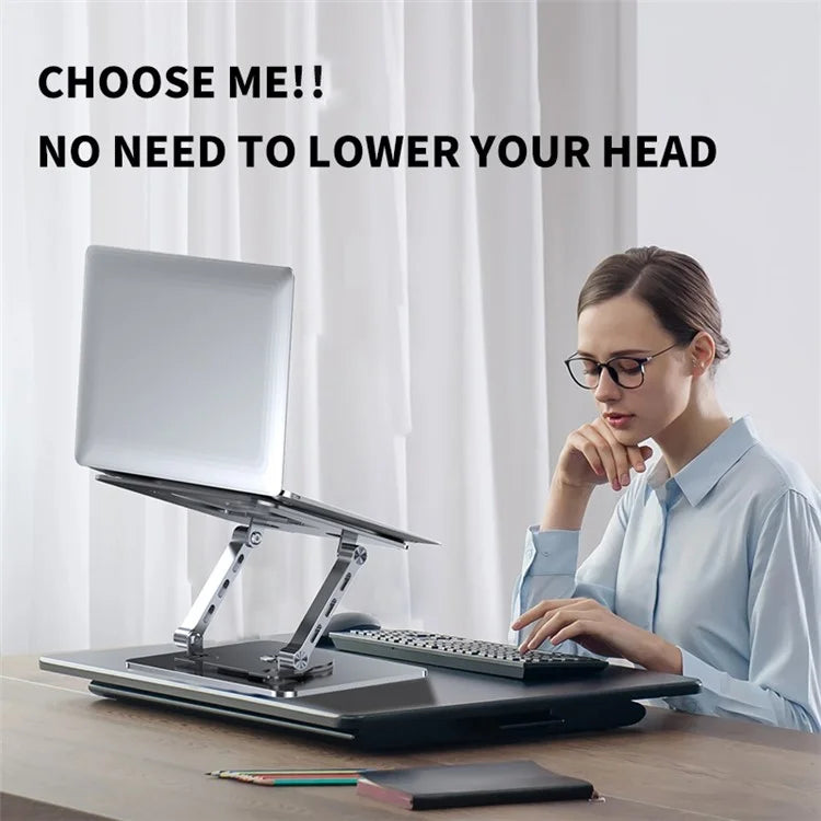 YY-J29 Carbon Steel Foldable Laptop Bracket Heat Dissipation Rotatable Notebook Desktop Stand