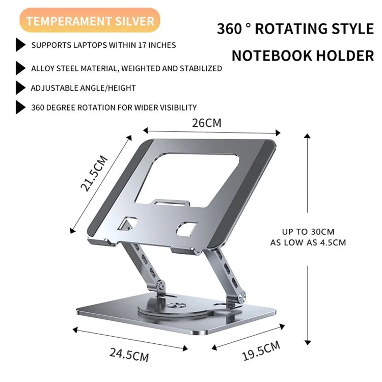 YY-J29 Carbon Steel Foldable Laptop Bracket Heat Dissipation Rotatable Notebook Desktop Stand