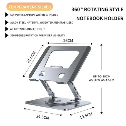 YY-J29 Carbon Steel Foldable Laptop Bracket Heat Dissipation Rotatable Notebook Desktop Stand