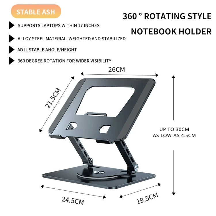 YY-J29 Carbon Steel Foldable Laptop Bracket Heat Dissipation Rotatable Notebook Desktop Stand