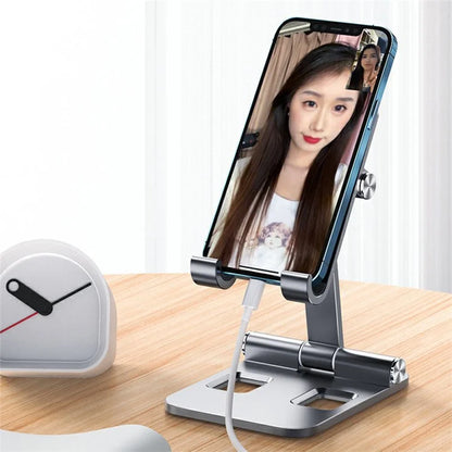 YY-003 Aluminum Alloy Cell Phone Holder Stand Rack Bracket Foldable Desktop Tablet Mount