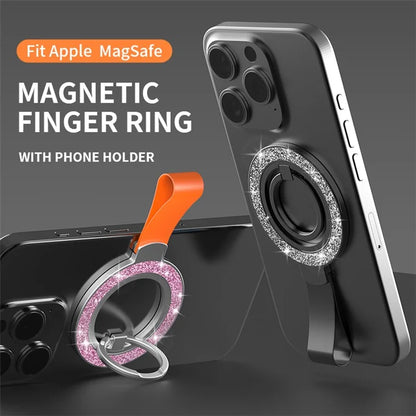 Magnetic Phone Ring Holder Glittery Finger Grip Phone Back Kickstand Compatible with MagSafe