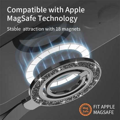 Magnetic Phone Ring Holder Glittery Finger Grip Phone Back Kickstand Compatible with MagSafe