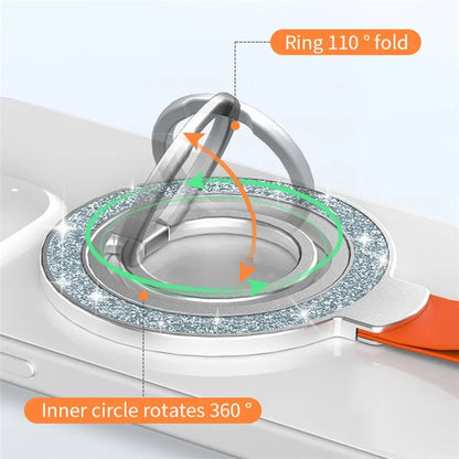 Magnetic Phone Ring Holder Glittery Finger Grip Phone Back Kickstand Compatible with MagSafe