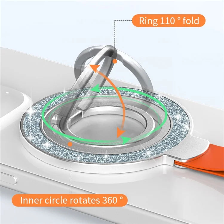 Magnetic Phone Ring Holder Glittery Finger Grip Phone Back Kickstand Compatible with MagSafe