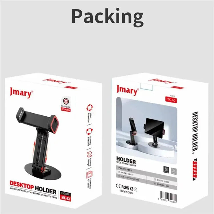 JMARY MK-63 360 Degree Rotating Base Foldable Desktop Stand for Phone / Tablet