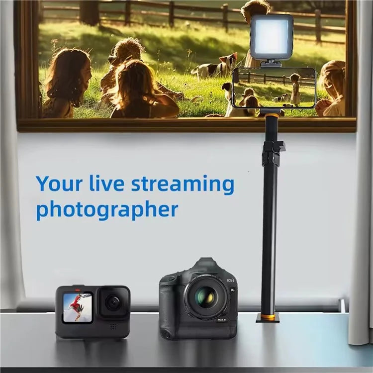 B040 Metal Tabletop Clip-On Camera Phone Live Streaming Stand Retractable Rod with 1 / 4 Screw Interface