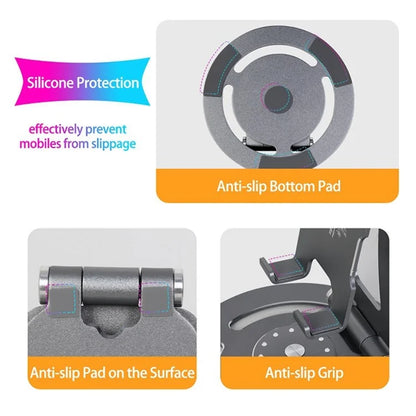 G60 Portable Phone Stand Folding 360-Degree Rotating Desktop Cell Phone Holder, L Size