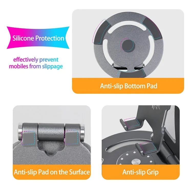 G60 Portable Phone Stand Folding 360-Degree Rotating Desktop Cell Phone Holder, L Size