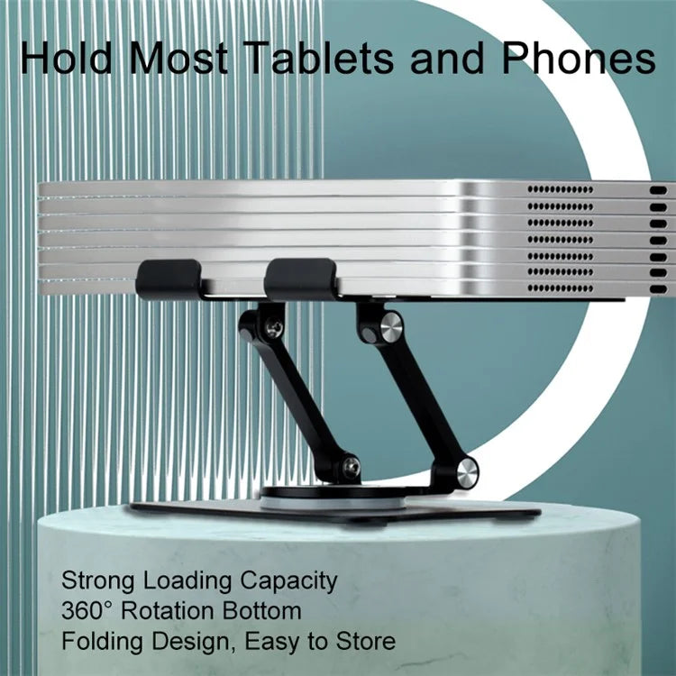 G68 Desktop Foldable Phone Tablet Stand Aluminum Alloy 360-Degree Rotating Tablet Holder