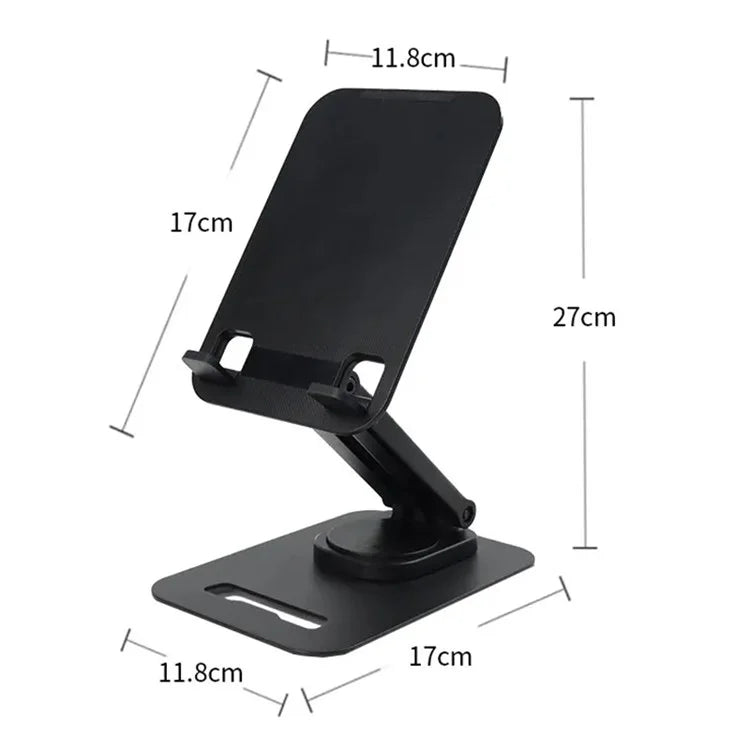 JMARY MK62 ABS Desktop Phone Tablet Stand 360-Degree Rotating Base Foldable Phone Holder