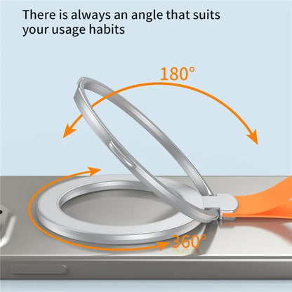Magnetic Phone Grip Compatible with MagSafe Dual Ring Holder Phone Kickstand Foldable Stand with Strap