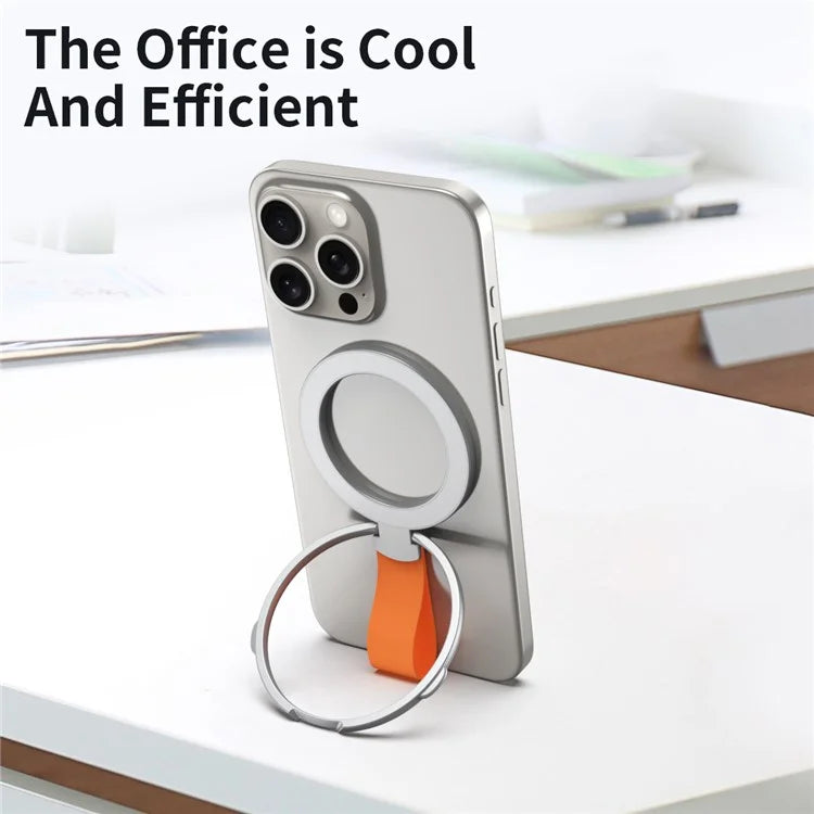 Magnetic Phone Grip Compatible with MagSafe Dual Ring Holder Phone Kickstand Foldable Stand with Strap