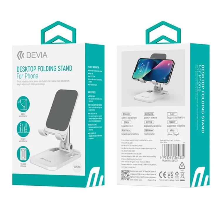 DEVIA Phone Stand Adjustable Foldable Desktop Phone Holder Tablets Cradle Dock
