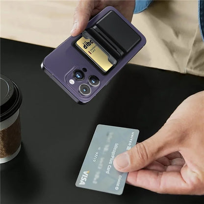 For iPhone 12-15 Series Magnetic Card Holder with Kickstand Compatible with MagSafe