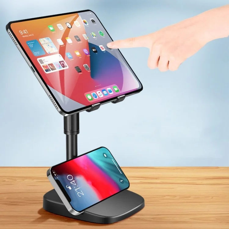 Y15 Universal Lazy Phone Stand with Dual Slots, Height Adjustable Tablet Holder