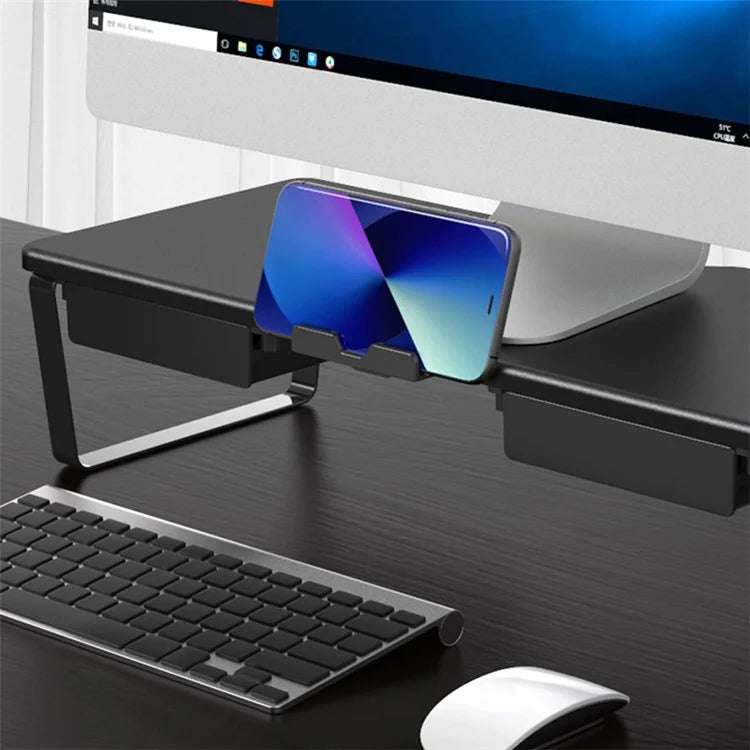 SHC MDF+PVC Computer Monitor Riser Desktop Stand Laptop Base with 2 Drawers