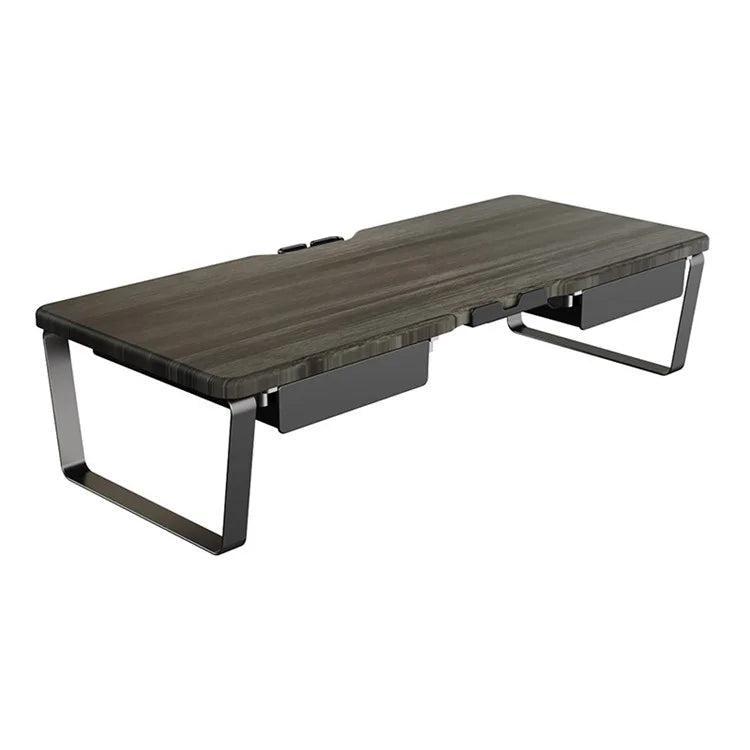 SHC MDF+PVC Computer Monitor Riser Desktop Stand Laptop Base with 2 Drawers