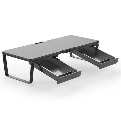 SHC MDF+PVC Computer Monitor Riser Desktop Stand Laptop Base with 2 Drawers