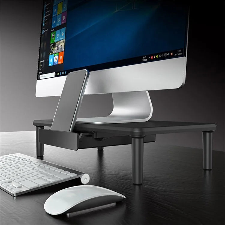 STC39 MDF Board Computer Monitor Laptop Riser Desktop Stand with 1 Drawer