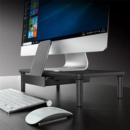 STC39 MDF Board Computer Monitor Laptop Riser Desktop Stand with 1 Drawer