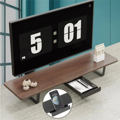 SHC79 Lengthen Wooden Computer Monitor Laptop Heighten Desktop Stand with 1 Drawer