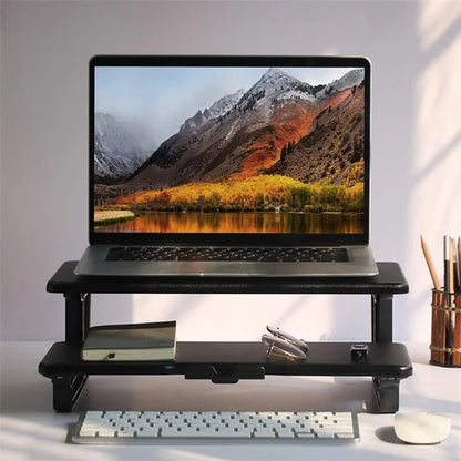 SP 2 Layer Wooden Computer Monitor Laptop Heighten Stand Desktop Storage Rack