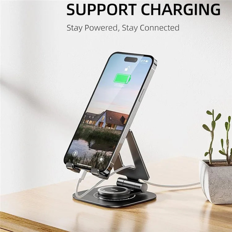 AS007-XS Cell Phone Stand Aluminum Alloy+Silicone Adjustable Angle Height Desk Dock Holder for 4.7-7 inch Devices