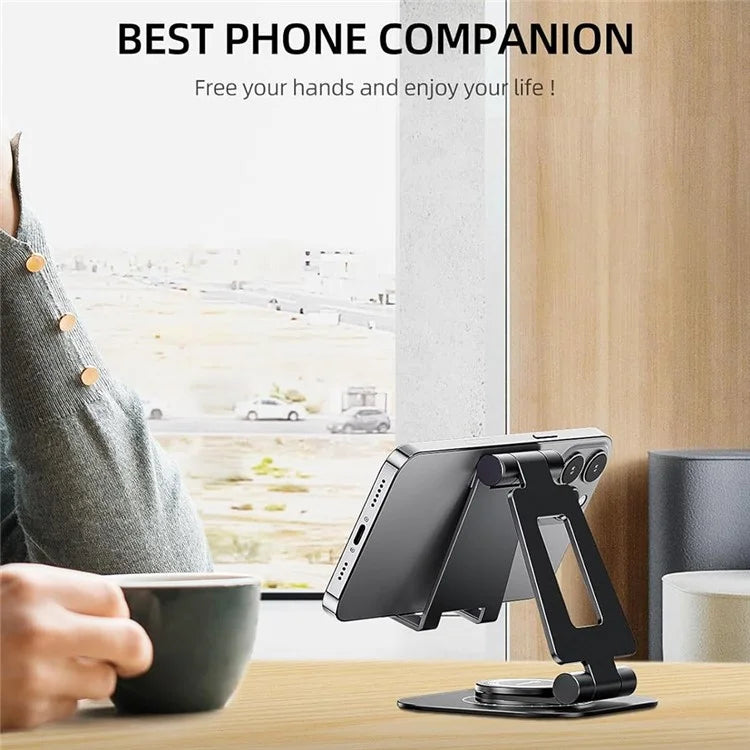 AS007-XS Cell Phone Stand Aluminum Alloy+Silicone Adjustable Angle Height Desk Dock Holder for 4.7-7 inch Devices