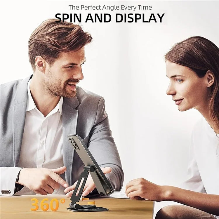 AS007-XS Cell Phone Stand Aluminum Alloy+Silicone Adjustable Angle Height Desk Dock Holder for 4.7-7 inch Devices