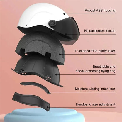 Electric Bike Helmet Unisex Summer Breathable E-Bike Helmet with Transparent Short Lens
