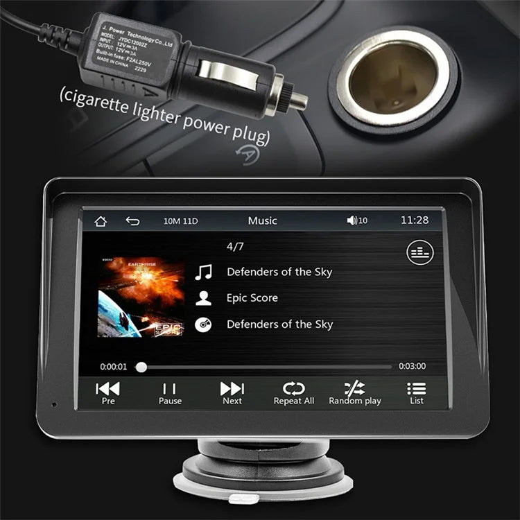 W505B Portable FM Car Player 2.4G / 5G Dual Frequency 7.0-inch HD Touch Display Car Player with 4LED Camera