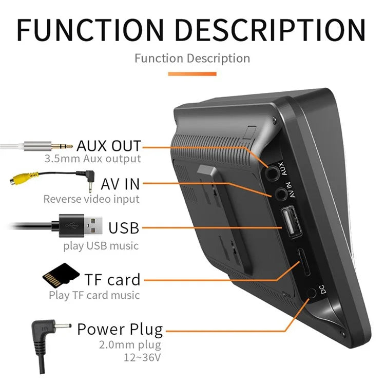 W505B Portable FM Car Player 2.4G / 5G Dual Frequency 7.0-inch HD Touch Display Car Player with 4LED Camera