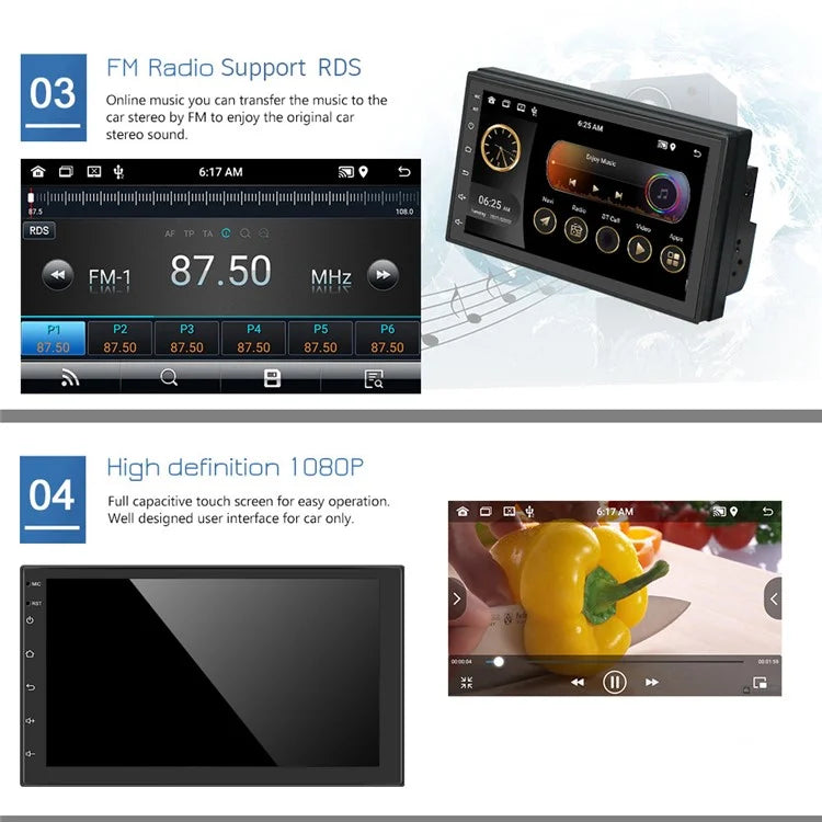 R-730D 1G+32GB Android 12 Car GPS 7 inch IPS 1080P Touch Screen Car Stereo with 12LED Backup Camera