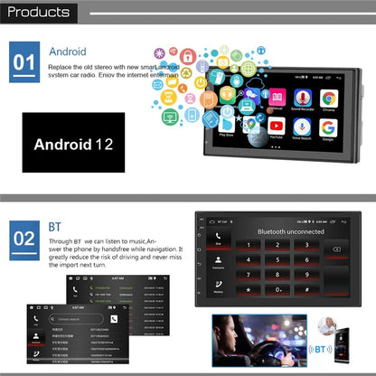 R-730E Android 12 Car GPS Wireless CarPlay 2G+32GB 7 inch IPS 1080P Touch Screen Car Stereo
