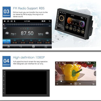 R-730F 7 inch Android 12 Car GPS Navigation 2G+16GB Carplay WIFI Car Stereo with 12LED Backup Camera
