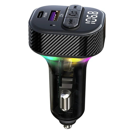 C50 PD 30W Fast Charging USB+Type-C Car Charger Bluetooth FM Transmitter with Colorful Light
