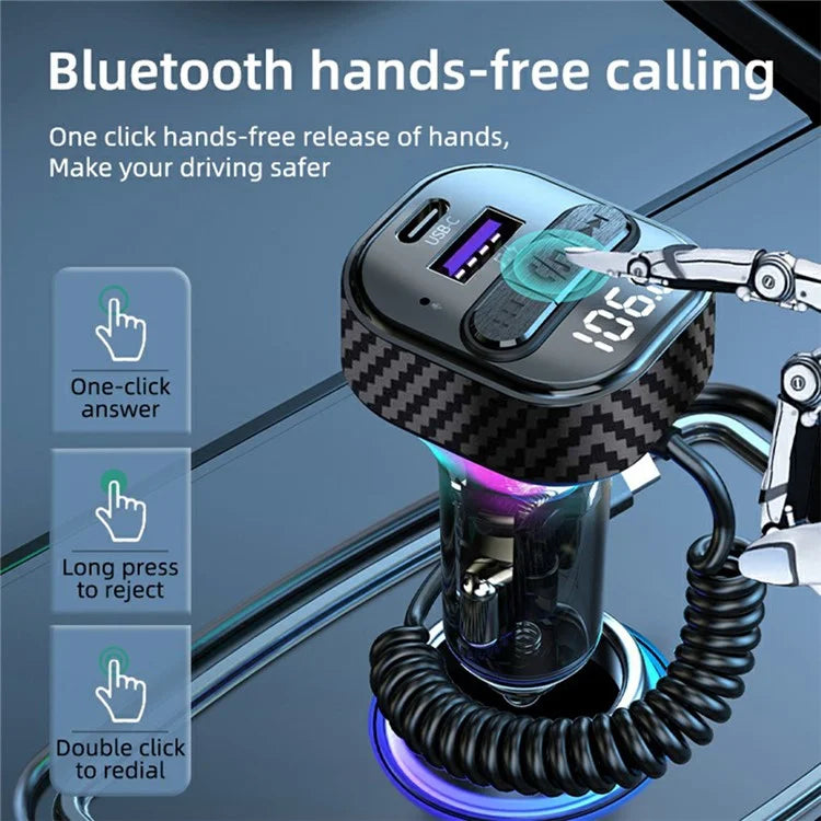 C52 Bluetooth Car MP3 Player FM Transmitter Type-C + QC3.0 USB Car Charger with PD 30W Type-C Cable