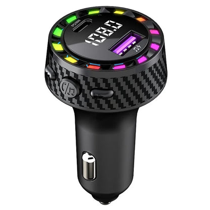 C55 USB+Type-C Car Fast Charger Bluetooth FM Transmitter with Breathing Light