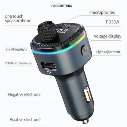 C58 Bluetooth Adapter FM Transmitter Car MP3 Music Player Type-C + USB Car Charger