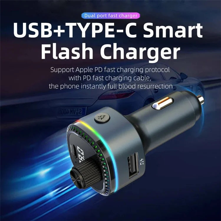 C58 Bluetooth Adapter FM Transmitter Car MP3 Music Player Type-C + USB Car Charger