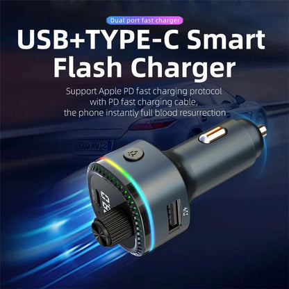 C58 Bluetooth Adapter FM Transmitter Car MP3 Music Player Type-C + USB Car Charger