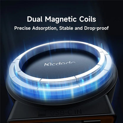 MCDODO CH-3000 Car Air Outlet 15W Magnetic Wireless Car Charger with Built-In Retractable Cable