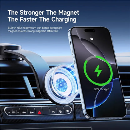 DUZZONA V5 Pro 15W Car Magnetic Wireless Charger for iPhone 16-15 Series Charging Holder (Qi2 Certified)