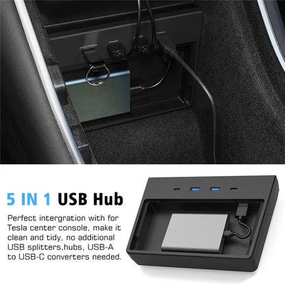 TS0Y0364 5-in-1 USB Hub for Tesla Model Y May 2020-December 2020 Car Docking Station